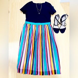Who What Wear multicolor stripped a-line skirt in size medium. New with tags